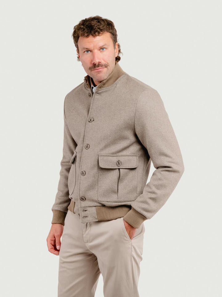 BOMBER IN LANA BEIGE BOMBER TAUPE ANDREA MORANDO 