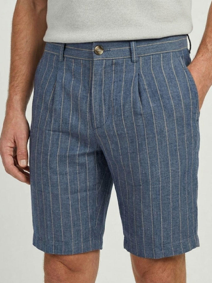 Bermuda in lino e cotone blu a righe BU26S48BEPA1574LINCOT 200 ANDREA MORANDO 