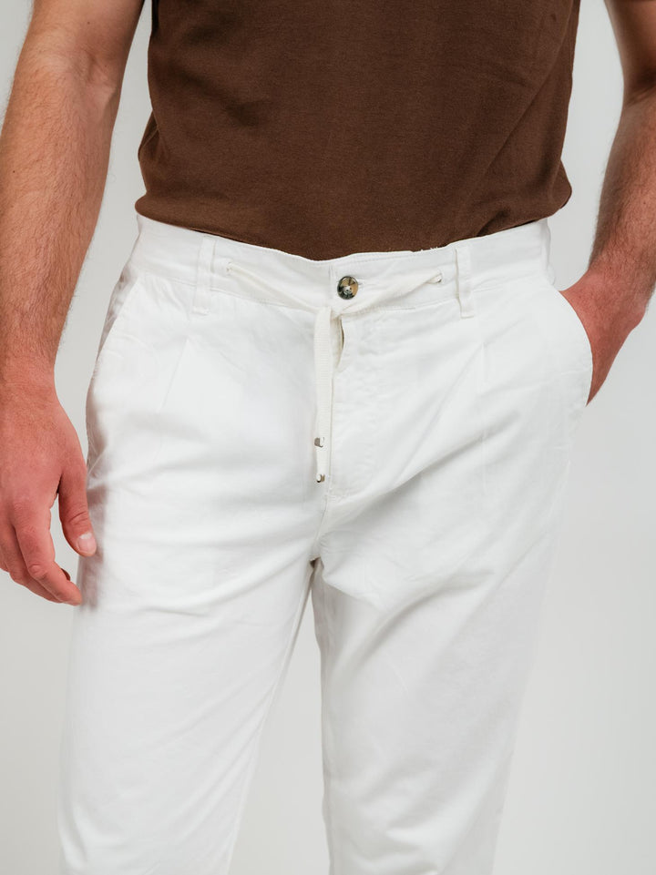 PANTALONE IN COTONE CON COULISSE BIANCO