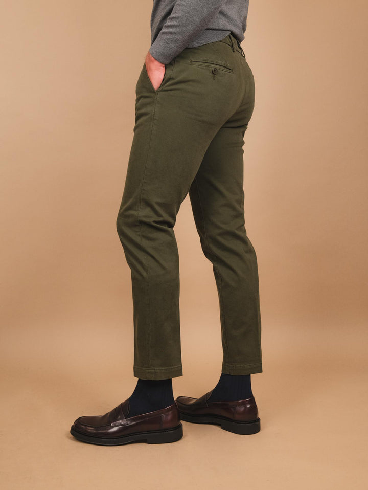 PANTALONE TASCA A FILO IN COTONE LISCIO VERDE OF1CT00P004 131 ANDREA MORANDO 