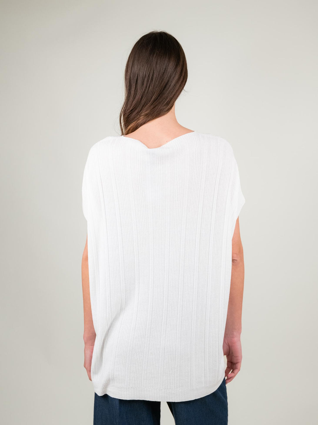 T-SHIRT OVER A MANICA CORTA IN MAGLIA BIANCA 1674 BIANCO ANDREA MORANDO 