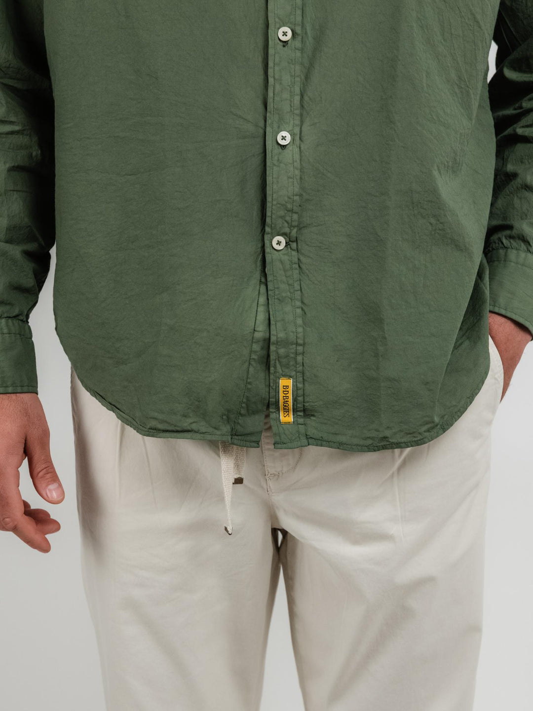 CAMICIA IN MUSSOLA DI COTONE VERDE MILITARE