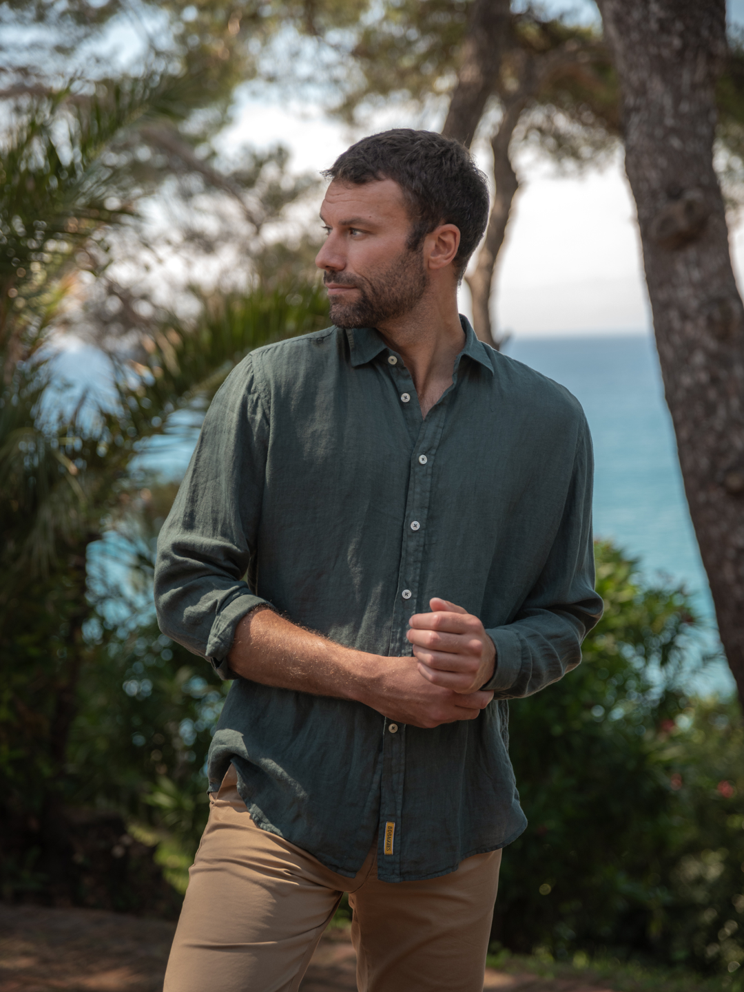 CAMICIA IN LINO VERDONE