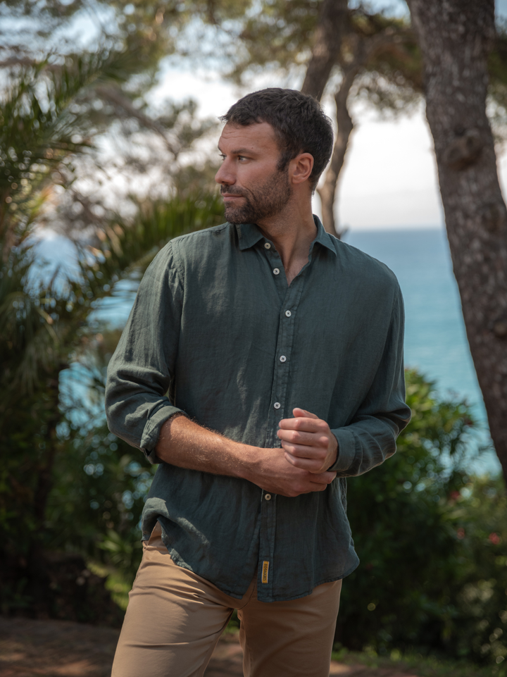 CAMICIA IN LINO VERDONE