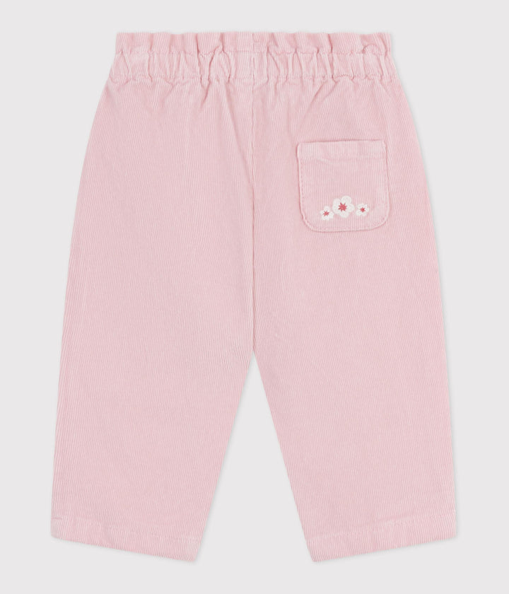 Pantaloni neonato in velluto rosa A0DVJ 02 PETIT BATEAU 