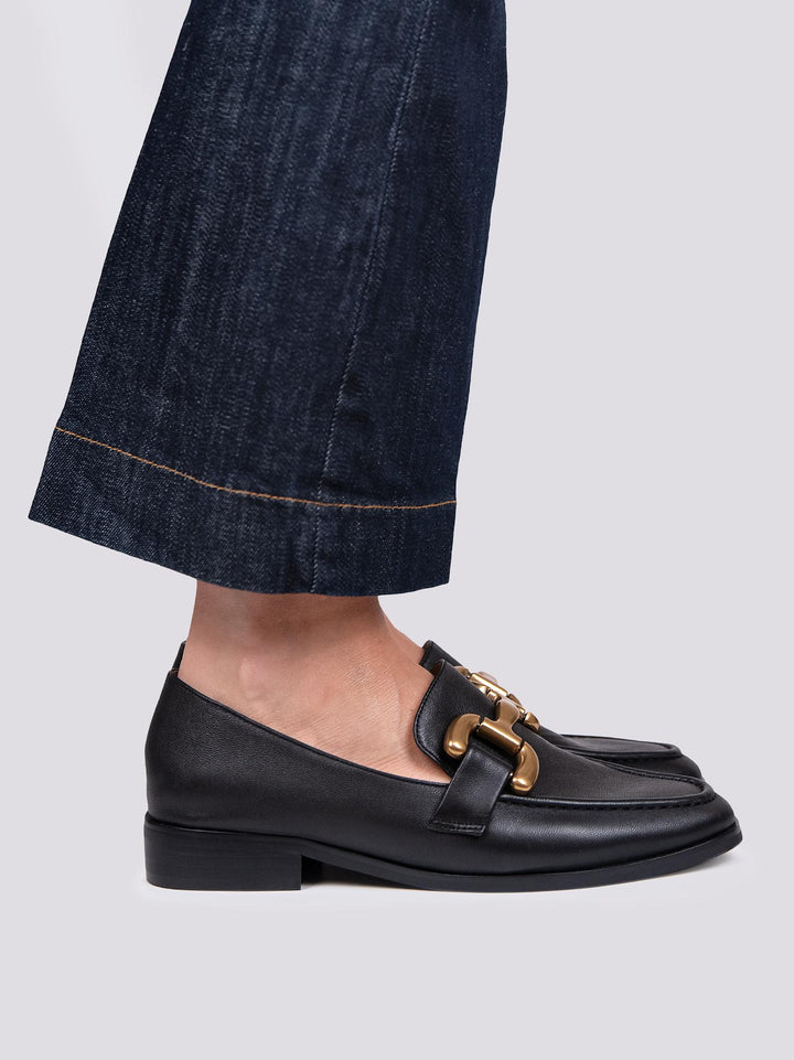 MOCASSINO CON MORSETTO FRONTALE IN PELLE NERO 572Z10VK NEGRO ANDREA MORANDO 
