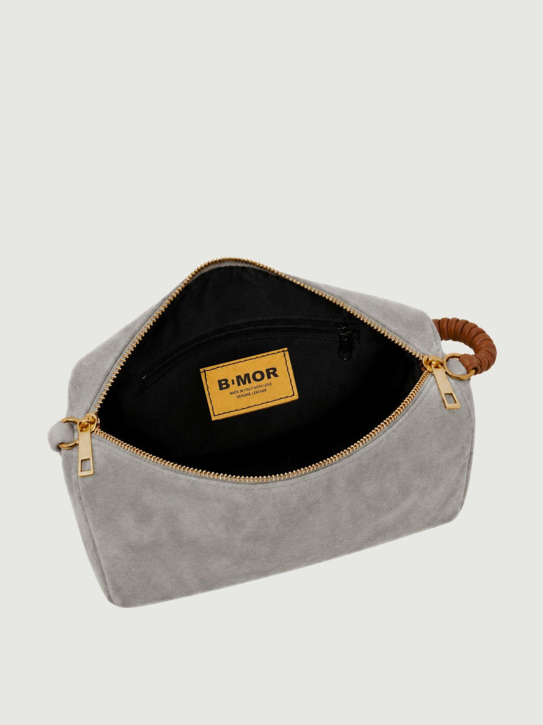 Borsa a spalla Cube in pelle scamosciata grigio perla CUBE GRIGIO PERLA BIMOR 