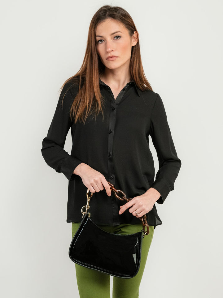 BORSA A SPALLA GLAMMY NERA IN PELLE VERNICE GLAMMY NERO BIMOR 