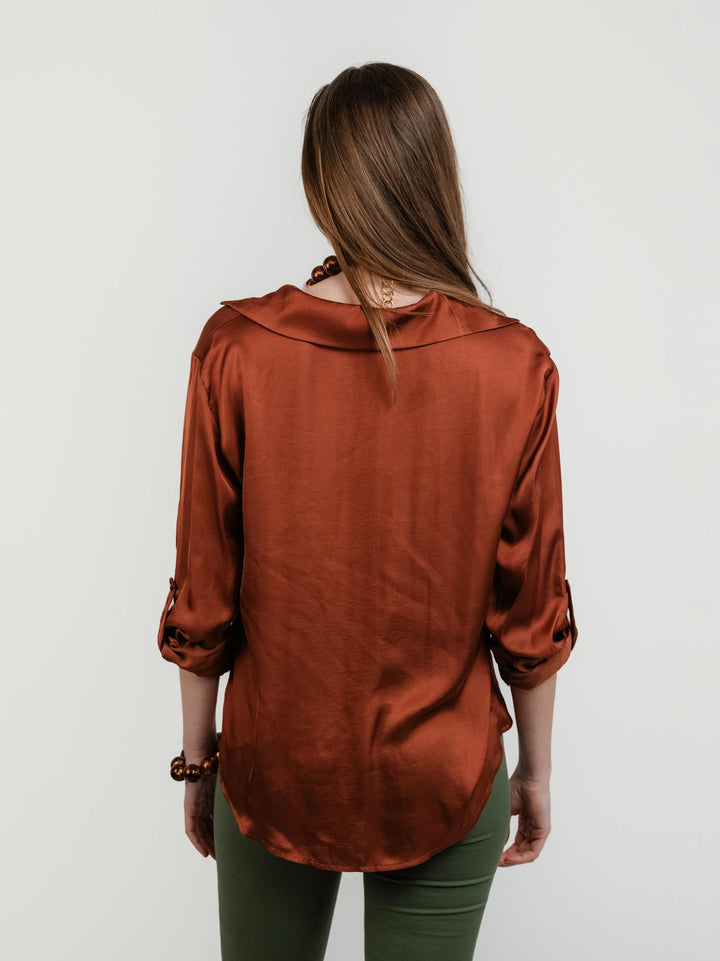 CAMICIA IN RASO TABACCO M796/13V4 CUOIO/TABACCO ANDREA MORANDO 
