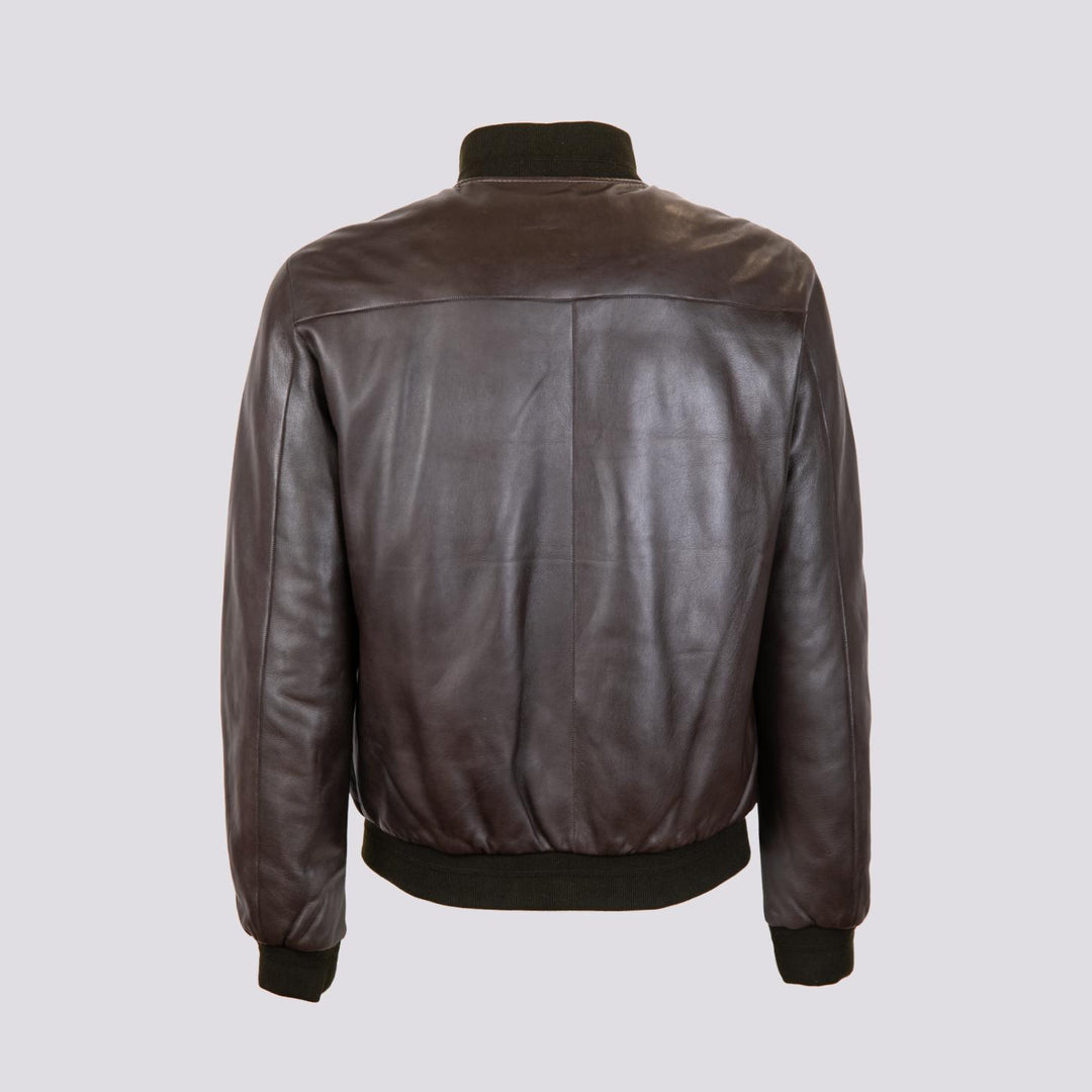 GIUBBOTTO IMBOTTITO IN PELLE NAPPA MARRONE DEREK SEAMLESS DEREK SEAMLESS 06 JACK LEATHER 