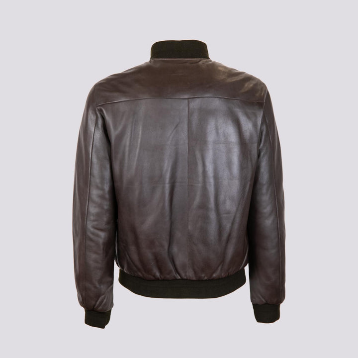 GIUBBOTTO IMBOTTITO IN PELLE NAPPA MARRONE DEREK SEAMLESS DEREK SEAMLESS 06 JACK LEATHER 