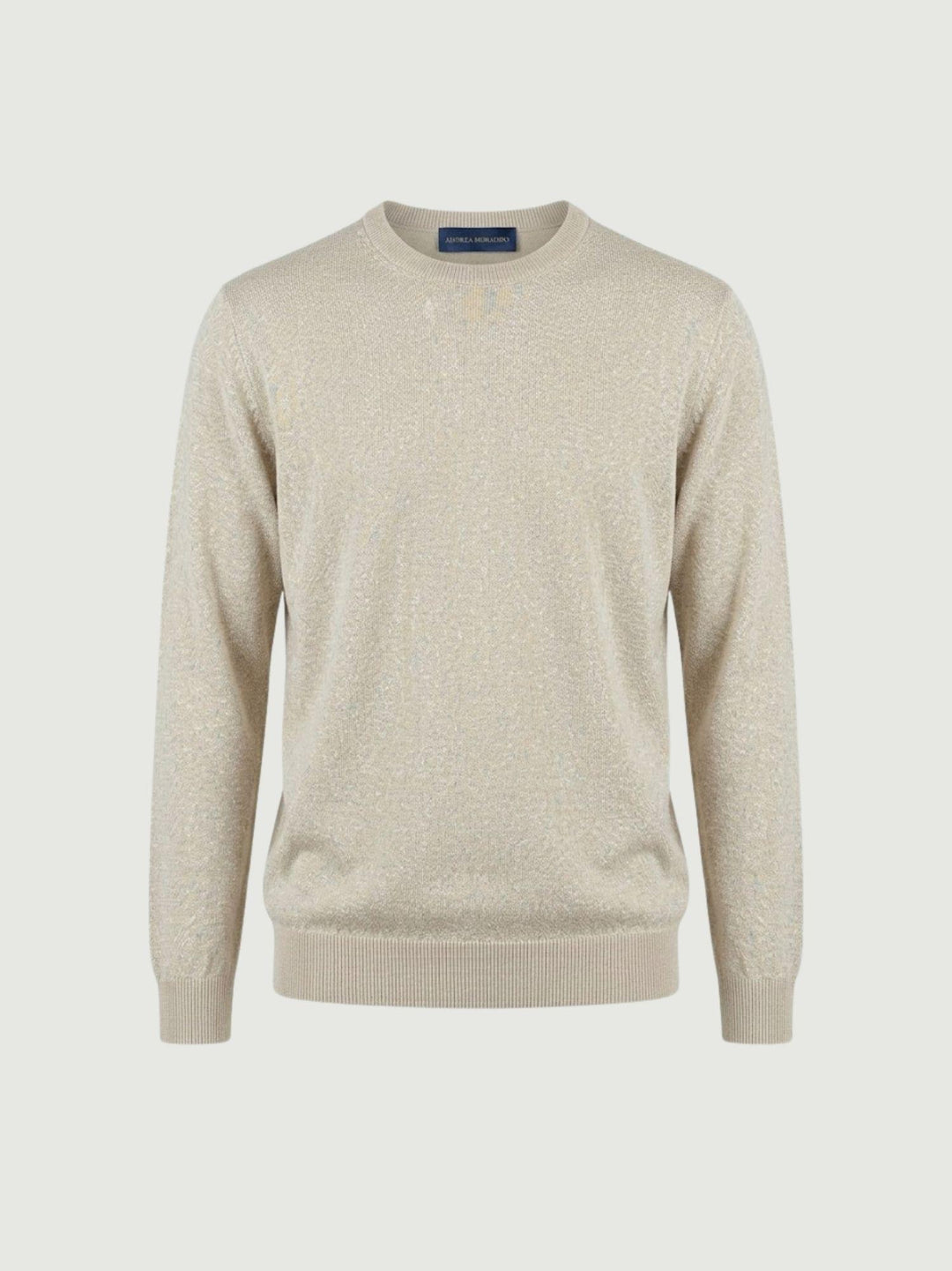 Maglia con scollo rotondo in cotone beige 3700900 612 ANDREA MORANDO 
