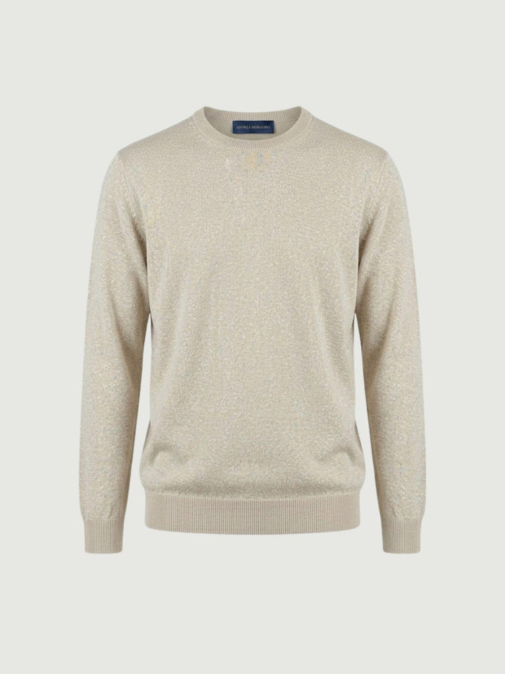 Maglia con scollo rotondo in cotone beige 3700900 612 ANDREA MORANDO 