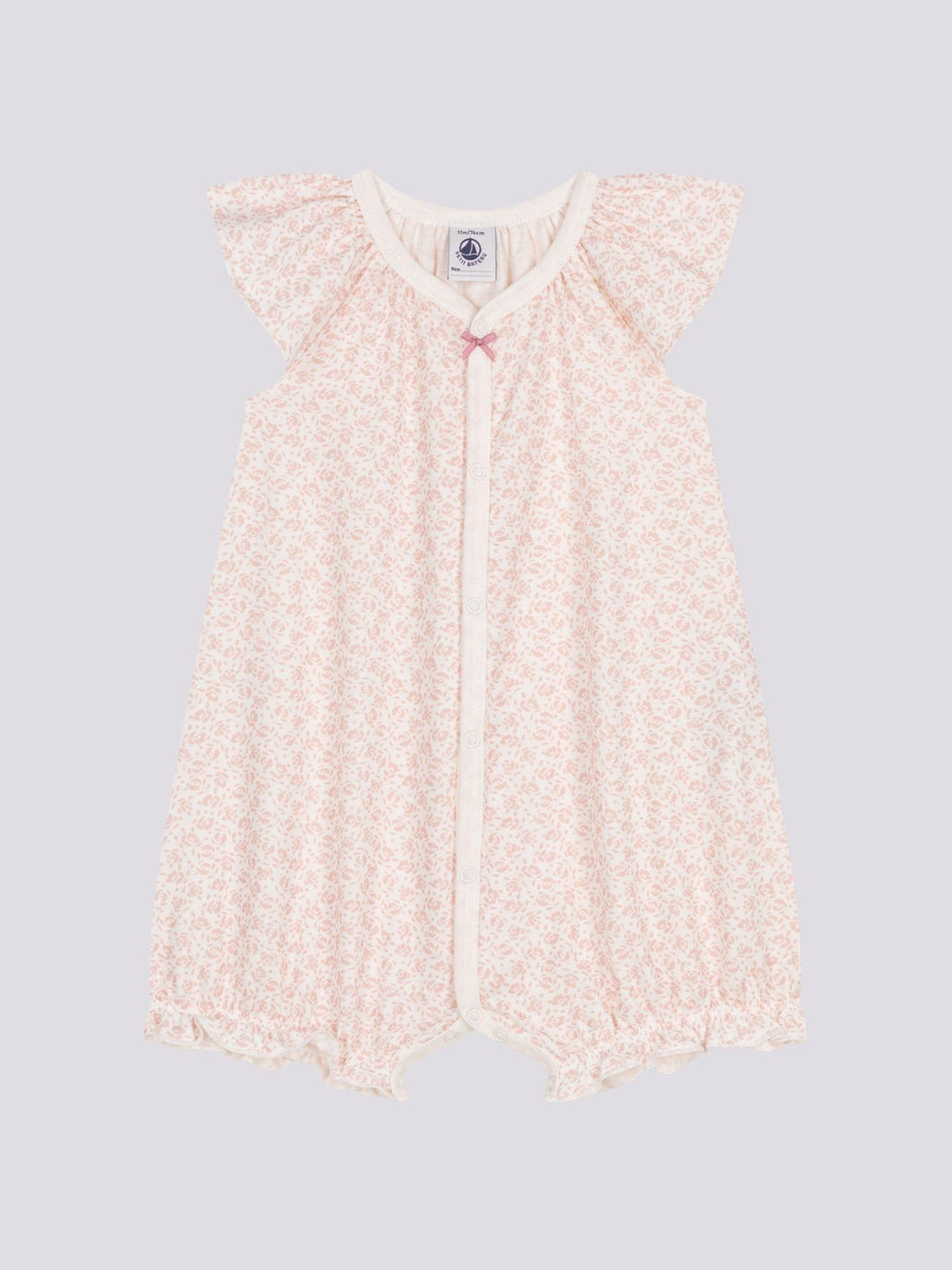 TUTA CORTA  CON STAMPA A FIORI ROSA BEBÈ A09Q6 01 PETIT BATEAU 