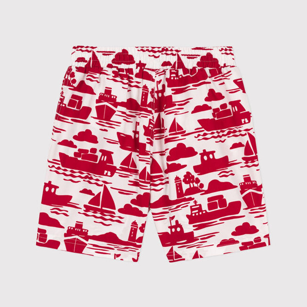 Shorts da mare bambino riciclati con stampa A06JU 01 PETIT BATEAU 