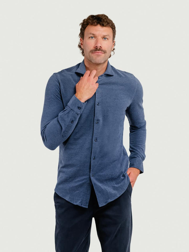 POLO CAMICIA IN COTONE PIQUET BLU BU26W42CA 208 ANDREA MORANDO 