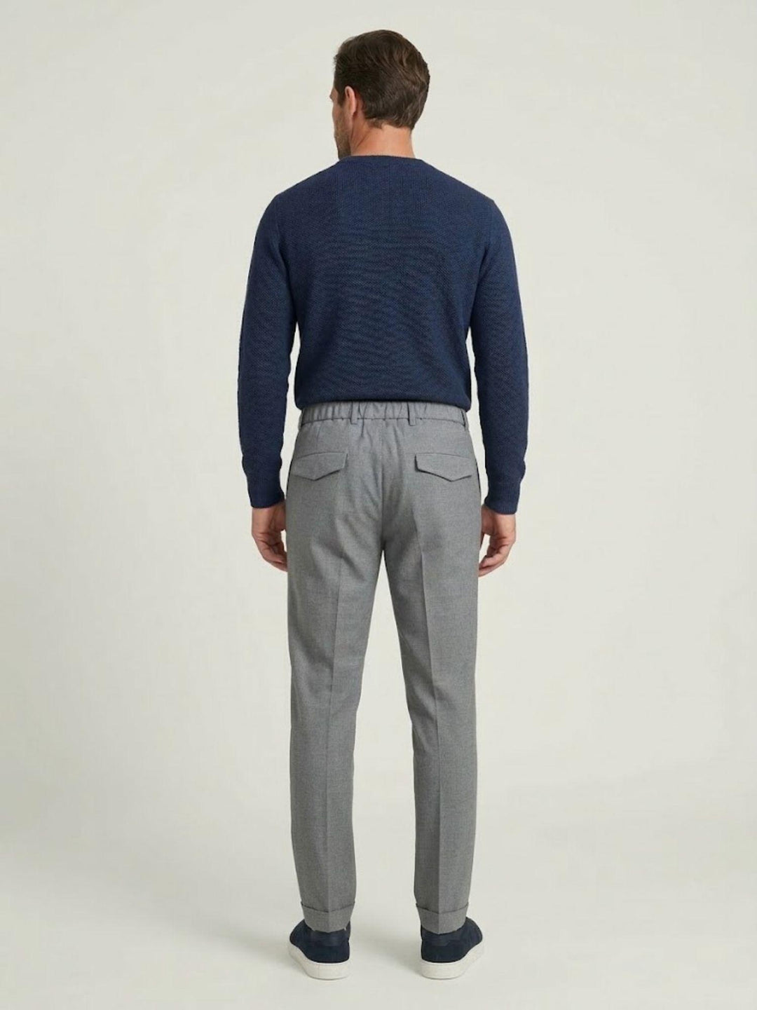 Pantalone fresco lana con coulisse grigio 01PL0204M 9002 ANDREA MORANDO 