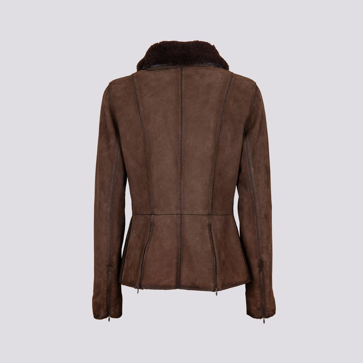 GIUBBOTTO "JUNGLE" IN CAMOSCIO CON ZIP E COLLO IN MONTONE NOCE BET8 704 JACK LEATHER 