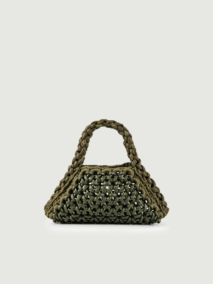 BORSA BIG CRUSH IN RESINA E PELLE VERDE MILITARE SMALL CRUSH VERDE MILITARE BIMOR 