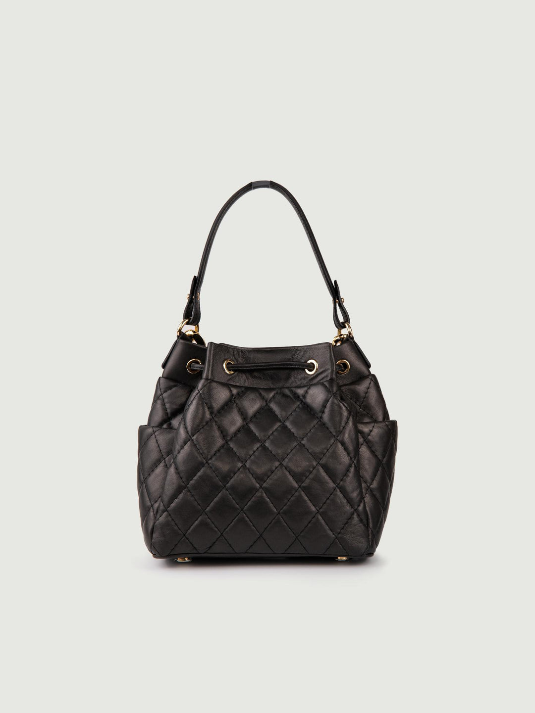 SECCHIELLO IN PELLE TRAPUNTATA MINI BUCKET MINI BUCKET NERO BIMOR 