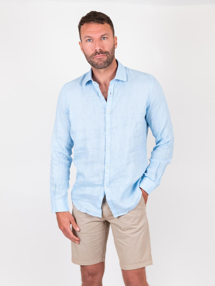 Camicia in lino azzurro chiaro BU26S18CALINENPD 240 ANDREA MORANDO 