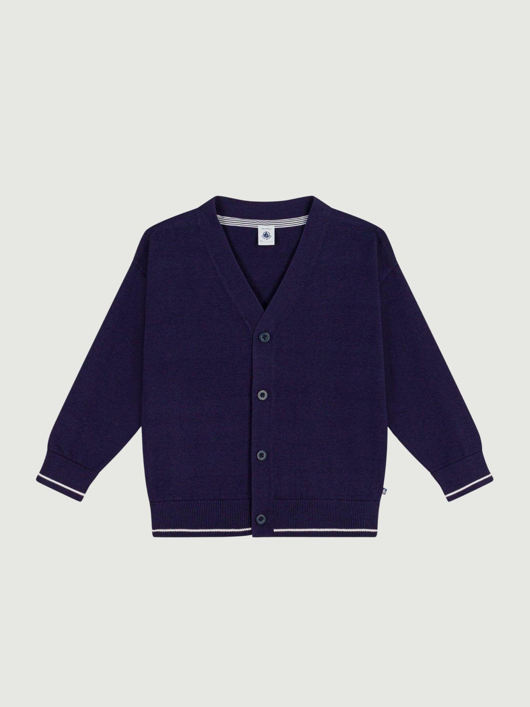 Cardigan scollo a V in cotone blu A0F0E 01 PETIT BATEAU 
