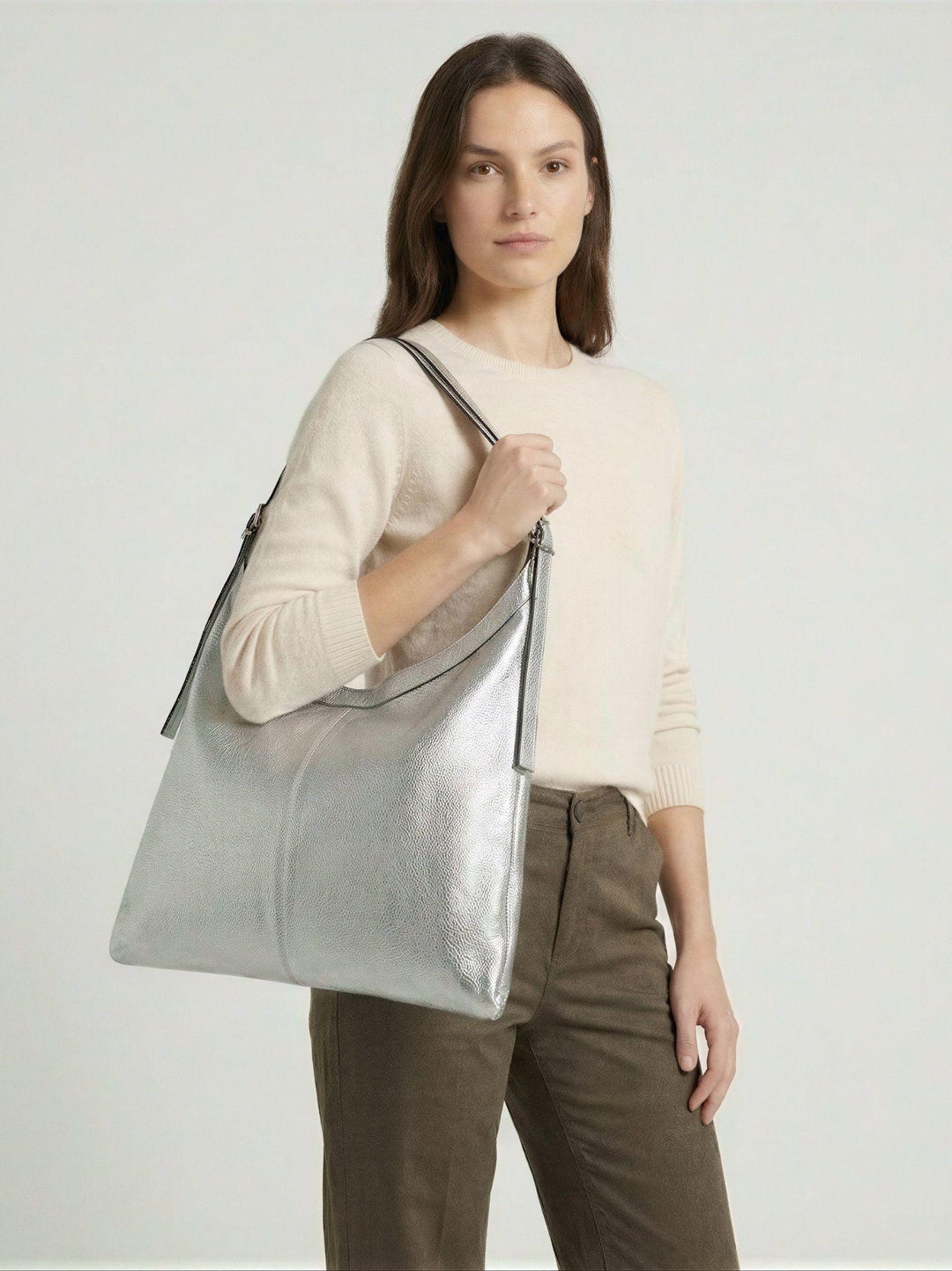 Borsa Paloma in pelle argento PALOMA ARGENTO ANDREA MORANDO 