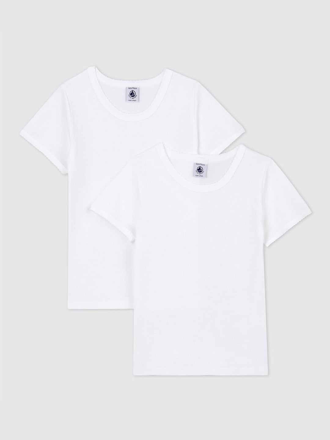 CONFEZIONE DA 2 T-SHIRT BIANCHE MANICA CORTA BAMBINA A01FY 00 PETIT BATEAU 