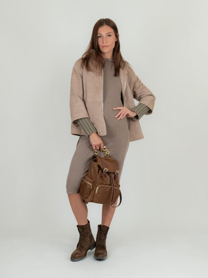 GIACCA IXIA IN CAMOSCIO BEIGE IXIA 055 JACK LEATHER 