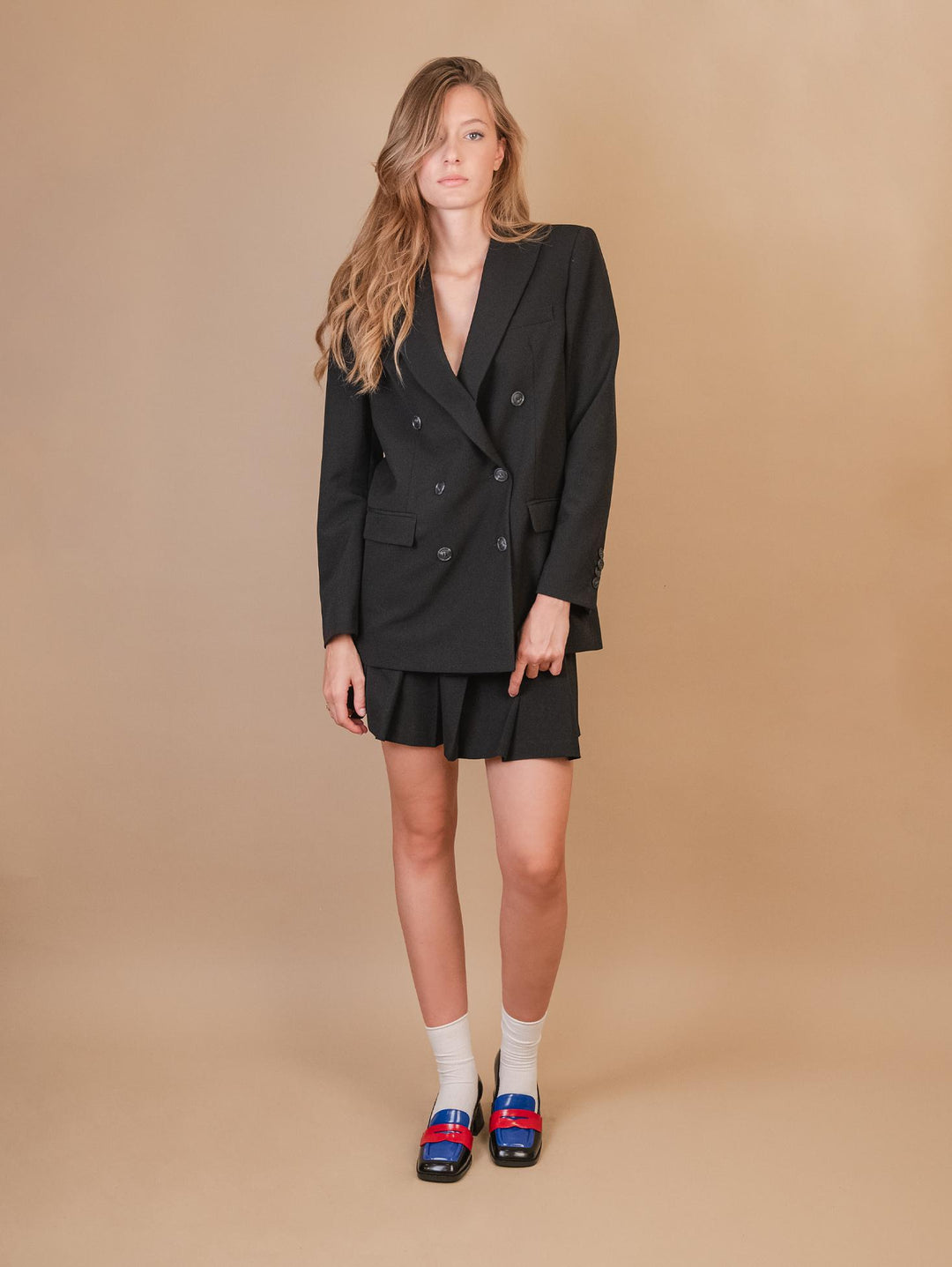 BLAZER DOPPIOPETTO IN TESSUTO NERO 3687/2733 001 ANDREA MORANDO 