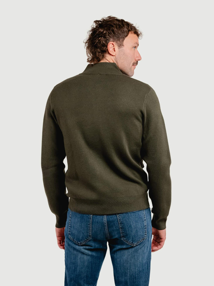 MAGLIA A LUPETTO CON ZIP IN MISTO LANA VERDE BOSCO 4061225 327 ANDREA MORANDO 