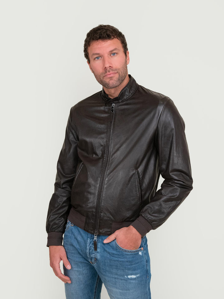GIACCA IN PELLE MARRONE SCURO ELVIS 06 JACK LEATHER 
