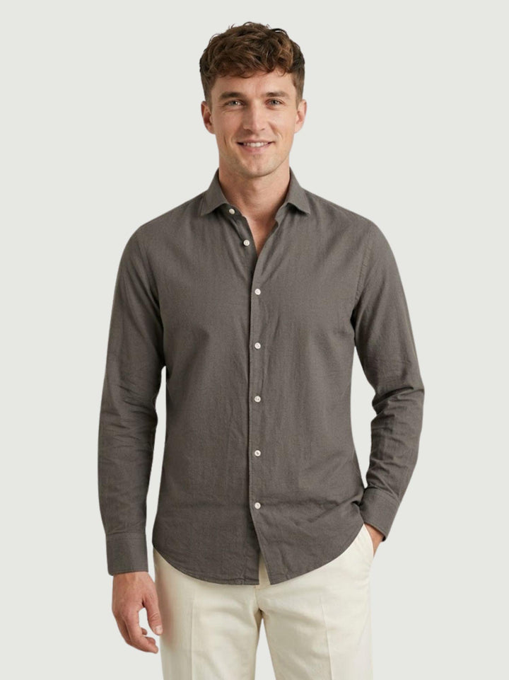 Camicia in mussola di cotone verde militare LEON 05 DEPERLU 