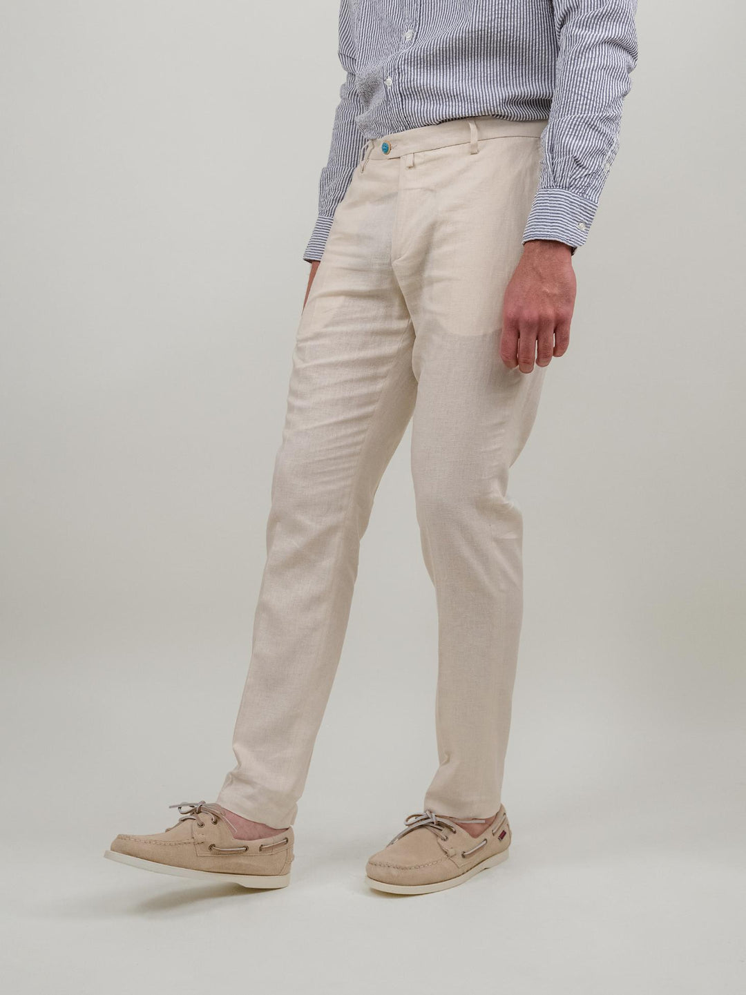 PANTALONE IN MISTO LINO BEIGE P-CYRUS-S124921 091 ANDREA MORANDO 