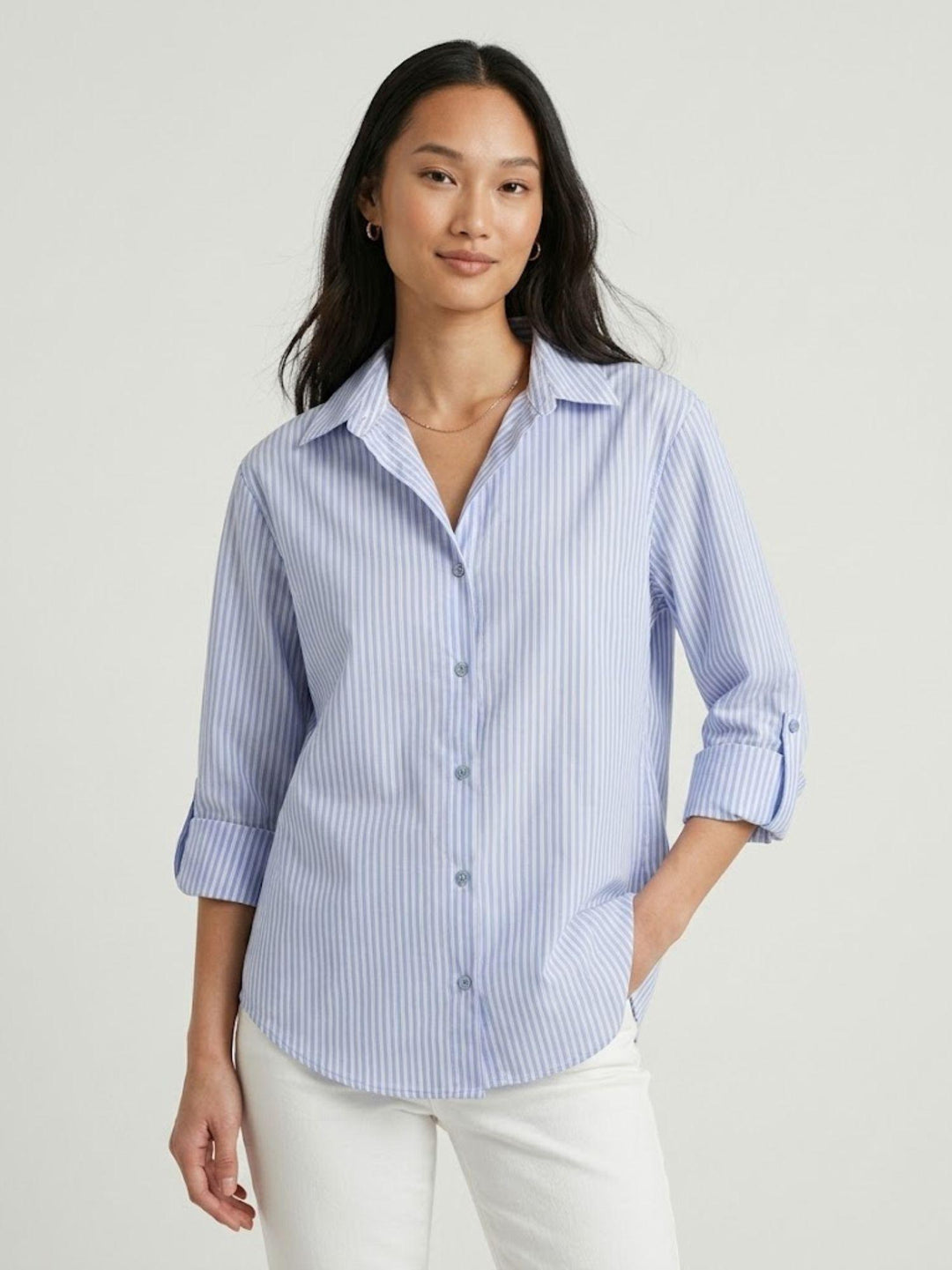 Camicia in cotone a righe azzurra M796/221B8 0524 ANDREA MORANDO 
