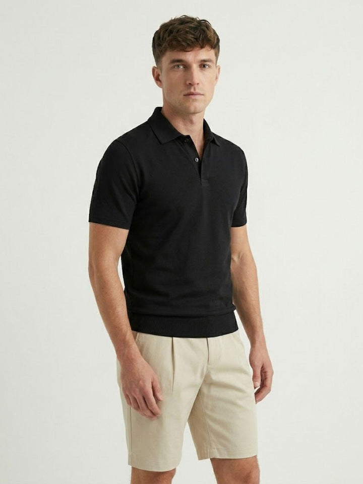 Polo classica in cotone fine nero 5985426 900 ANDREA MORANDO 