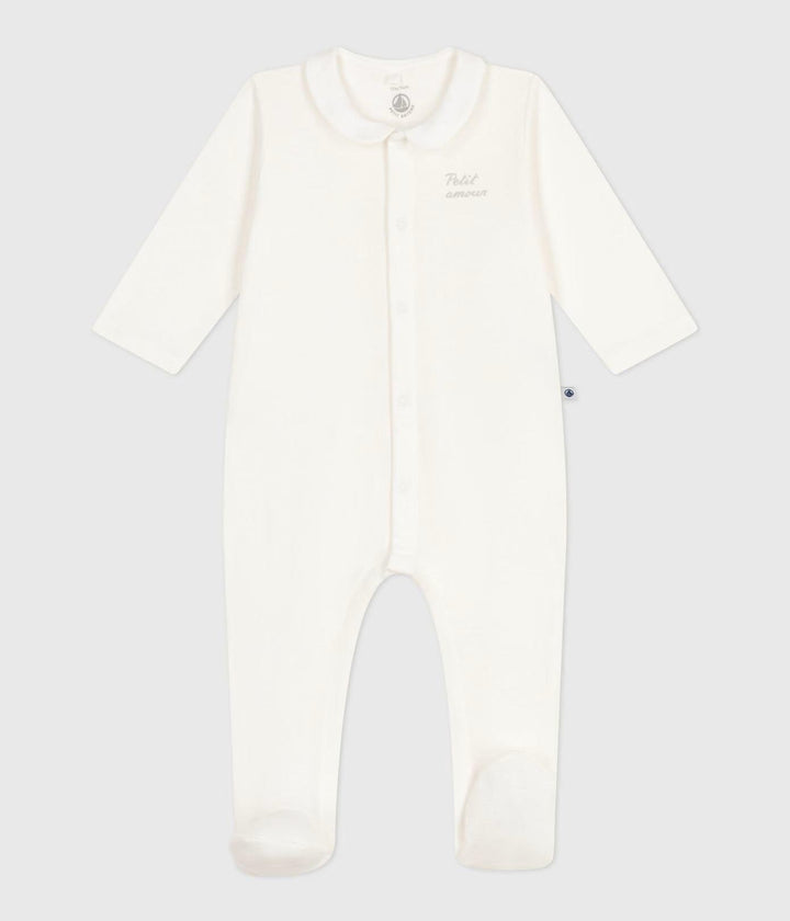 Pigiama in tubique tinta unita con colletto bebè A0CLB 01 PETIT BATEAU 