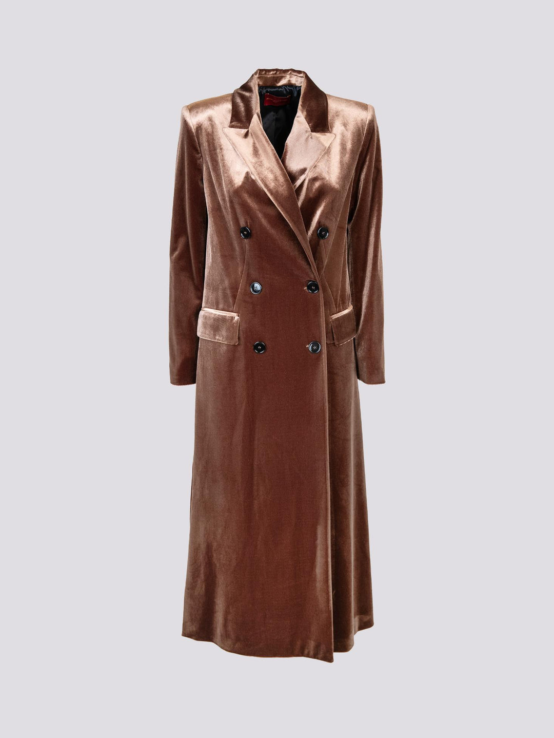 CAPPOTTO DOPPIOPETTO  CON SPACCO LATERALE IN VELLUTO NOCE 2134/2894 75 ANDREA MORANDO 