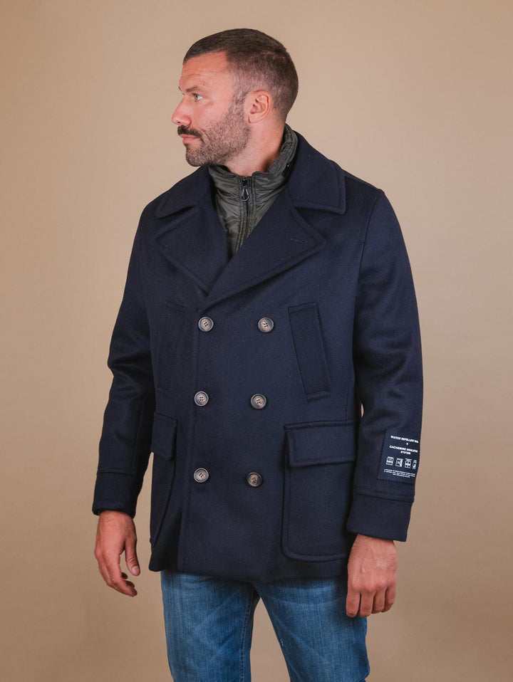 CAPPOTTO DOPPIOPETTO IN LANA MISTO CASHMERE BLU ARMANDO FELT 205 PALTÒ 