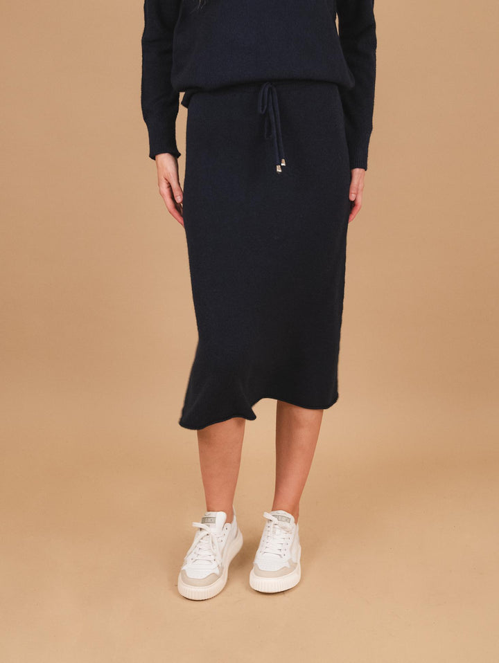 GONNA MIDI IN MAGLIA CON ELASTICO E COULISSE BLU 0270/116 0115 BIMOR 