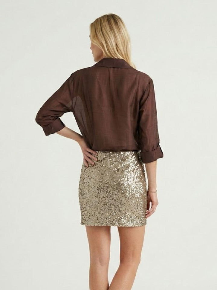 Camicia semitrasparente cioccolato M796/071 141 ANDREA MORANDO 
