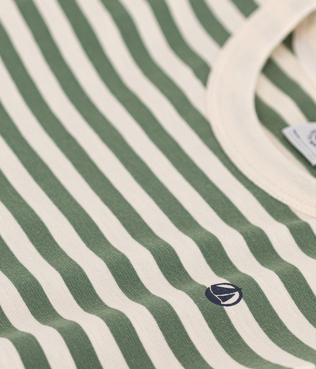 T-SHIRT VERDE A RIGHE IN JERSEY LEGGERO BAMBINO A0A1D 02 PETIT BATEAU 