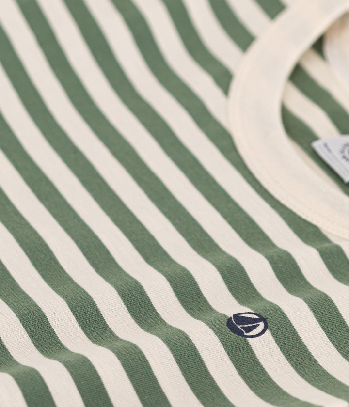 T-SHIRT VERDE A RIGHE IN JERSEY LEGGERO BAMBINO A0A1D 02 PETIT BATEAU 