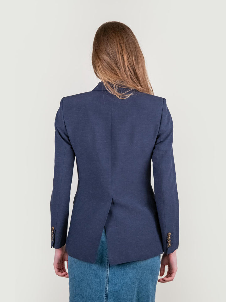 BLAZER DOPPIOPETTO IN MISTO LINO BLU 11387773 BLU ANDREA MORANDO 