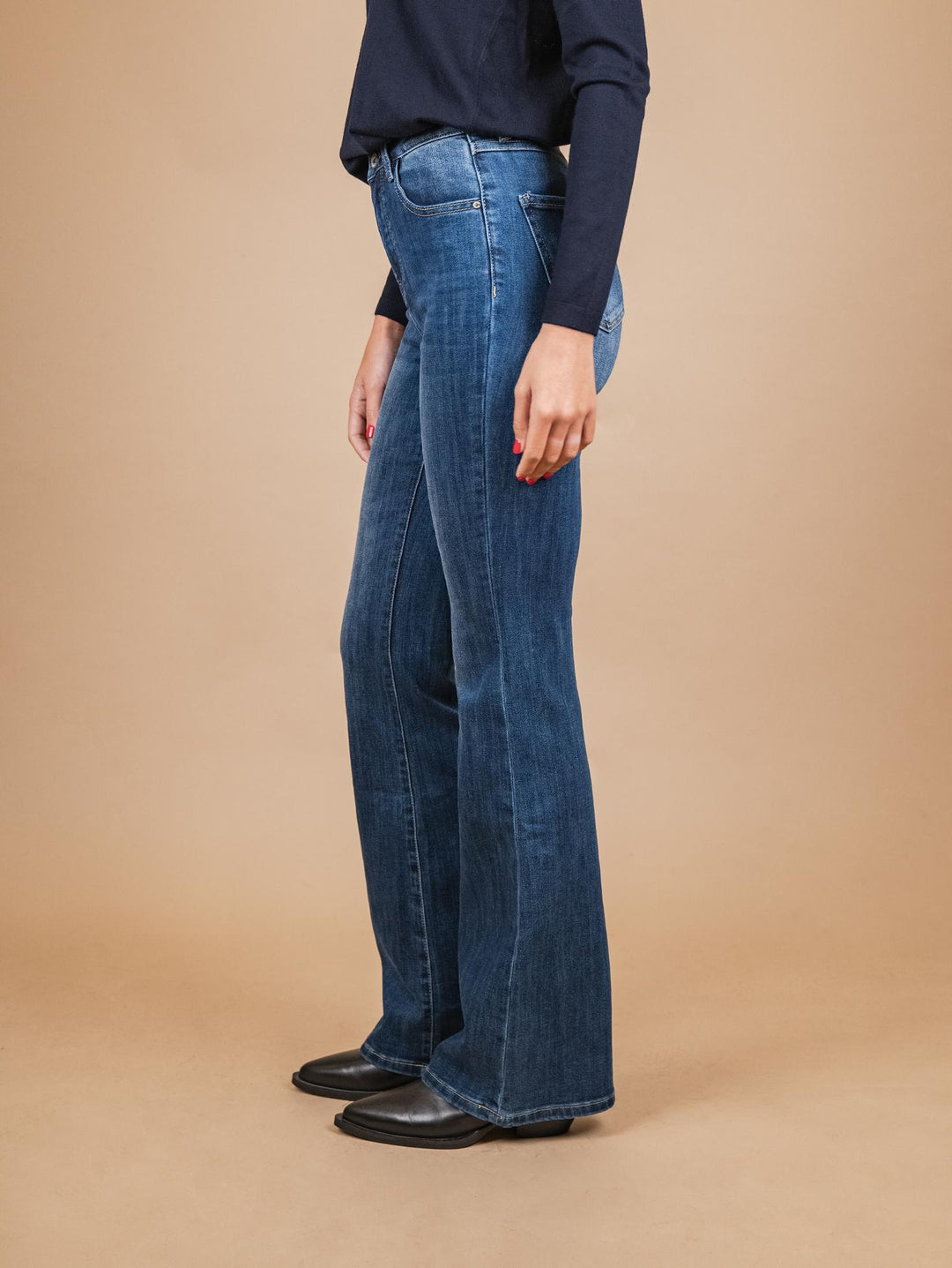 JEANS A ZAMPA ELASTICIZZATO DENIM SCURO 1353 DENIM SCURO ANDREA MORANDO 