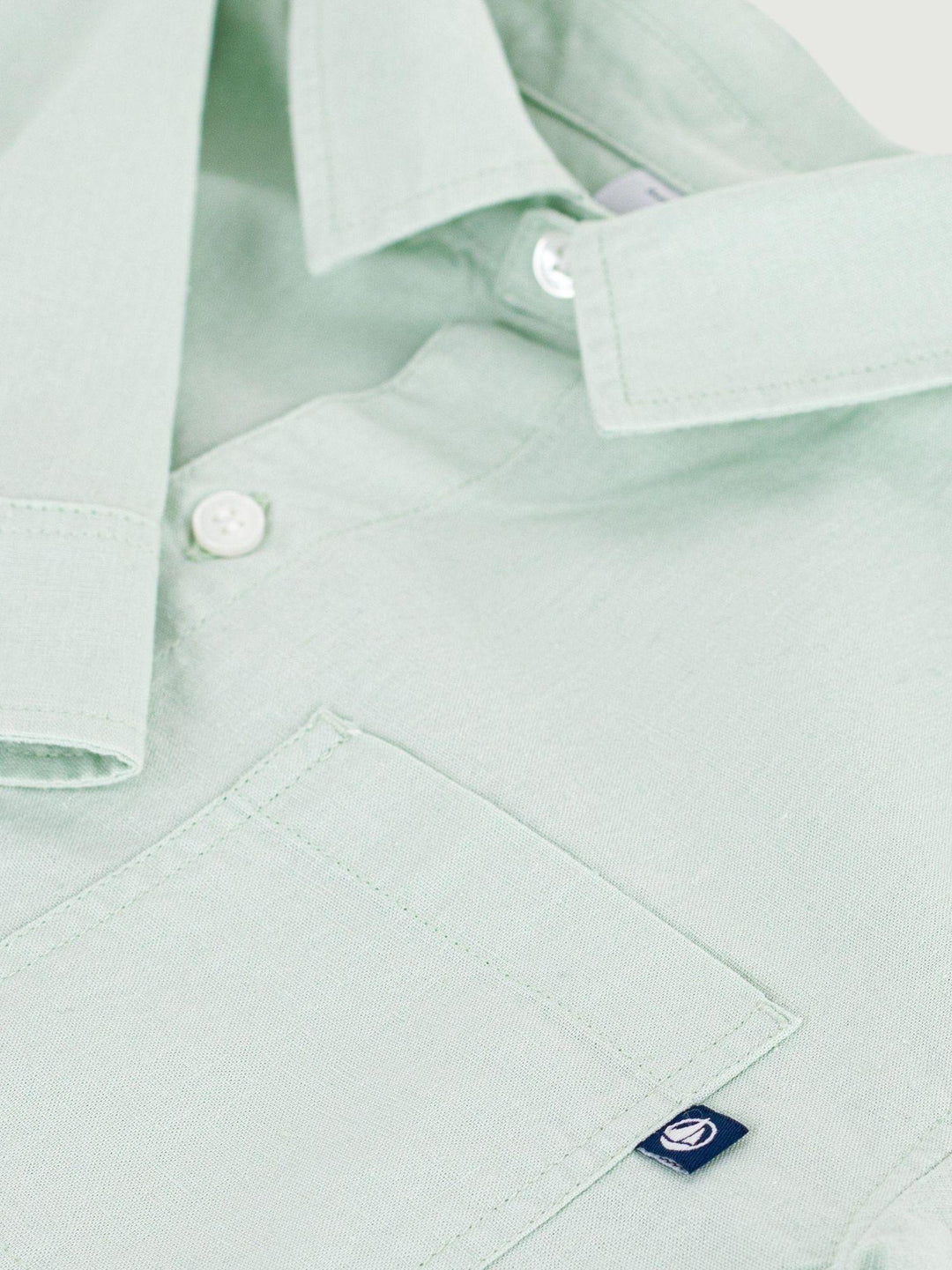 Camicia in cotone e lino verde acqua A0F5H 01 PETIT BATEAU 