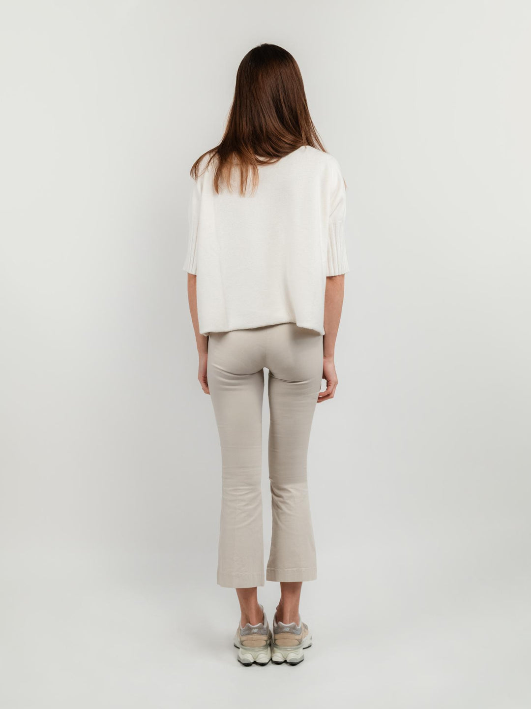 PANTALONE A TROMBETTA BEIGE IN COTONE