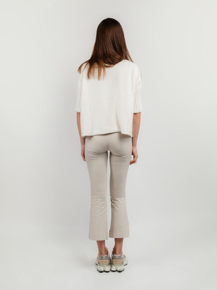 PANTALONE A TROMBETTA BEIGE IN COTONE