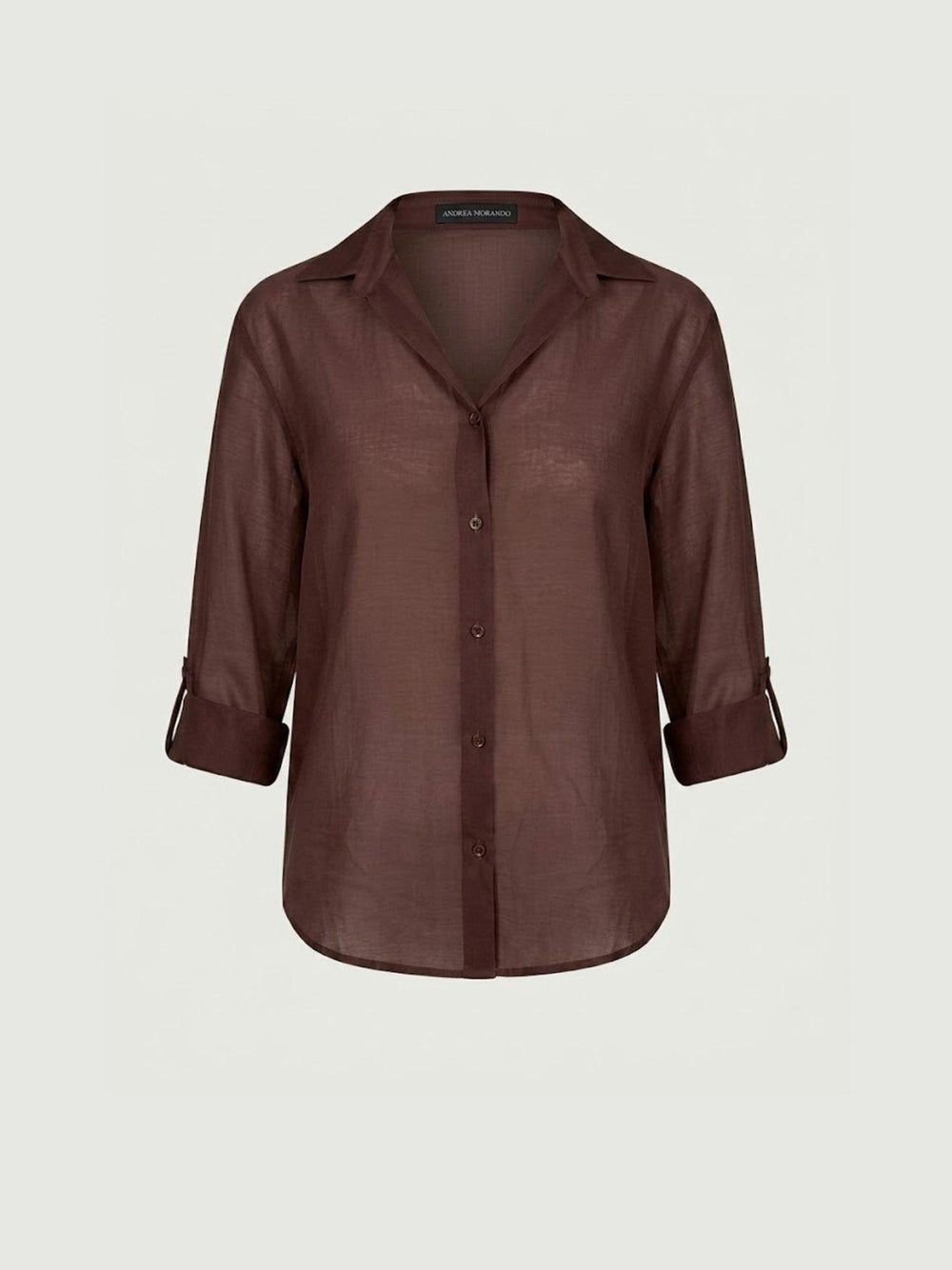 Camicia semitrasparente cioccolato M796/071 141 ANDREA MORANDO 