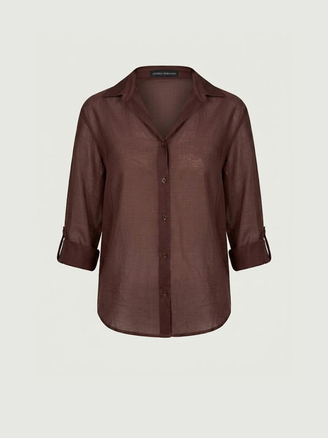 Camicia semitrasparente cioccolato M796/071 141 ANDREA MORANDO 